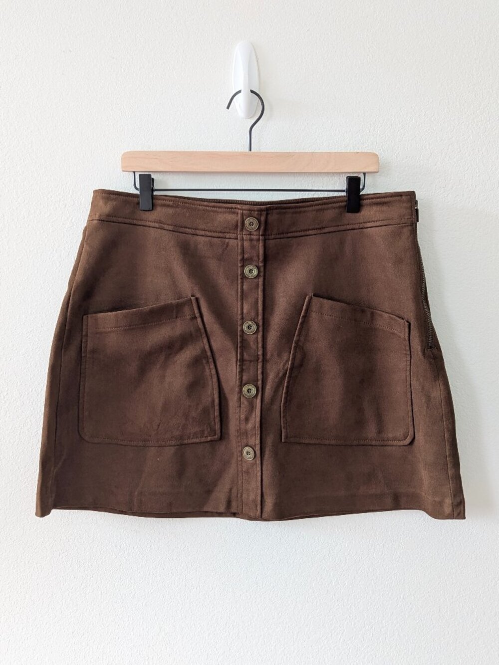 NWT Hunter Brown Faux Suede Mini Skirt L